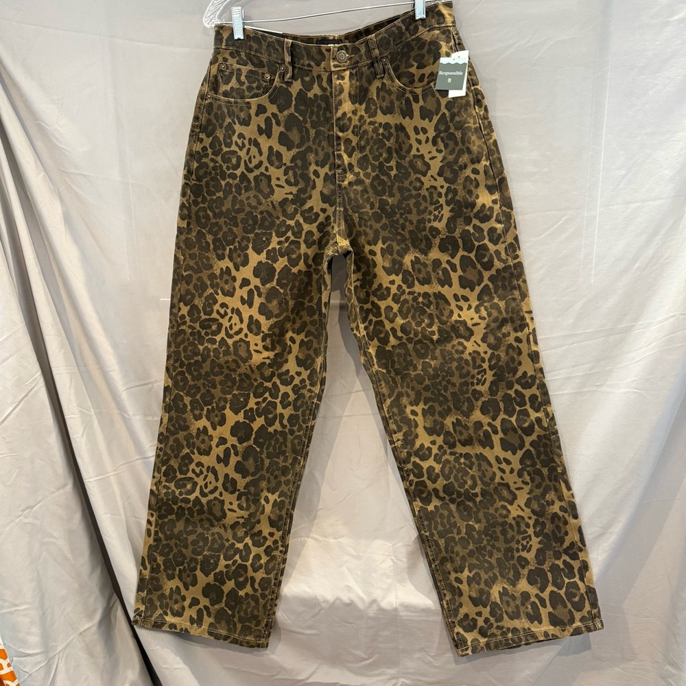 RSQ 32x30 Wide Leg Leopard Jeans NWT Bold Streetwear Y2K Retro Trend Denim